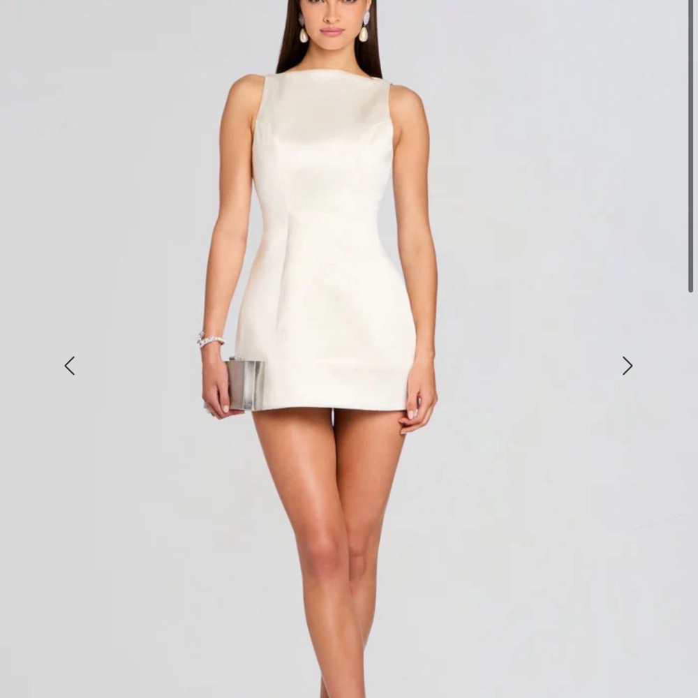 Retrofete Cream Satin Mini Dress